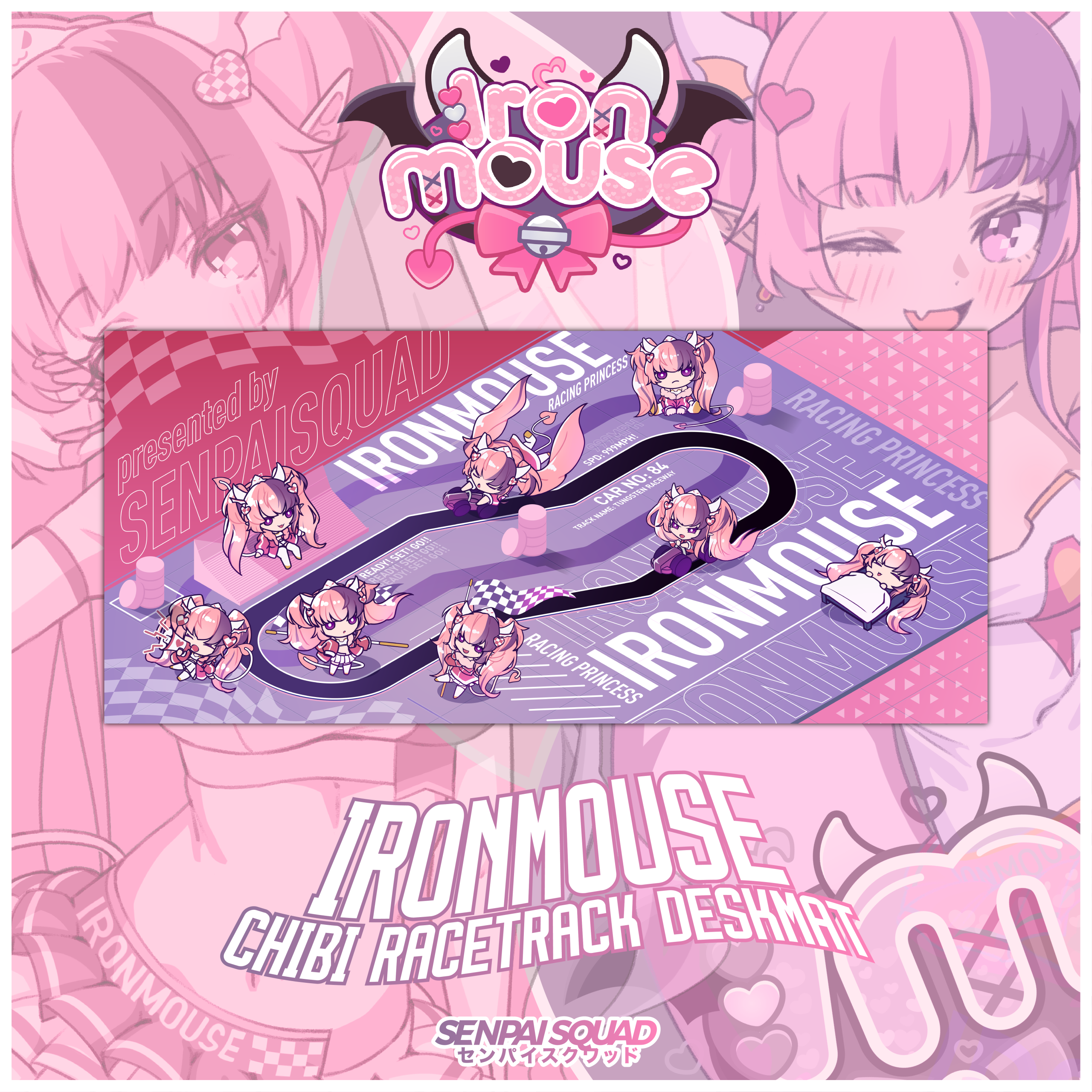 Ironmouse Chibi Racetrack Deskmat – Senpai Squad